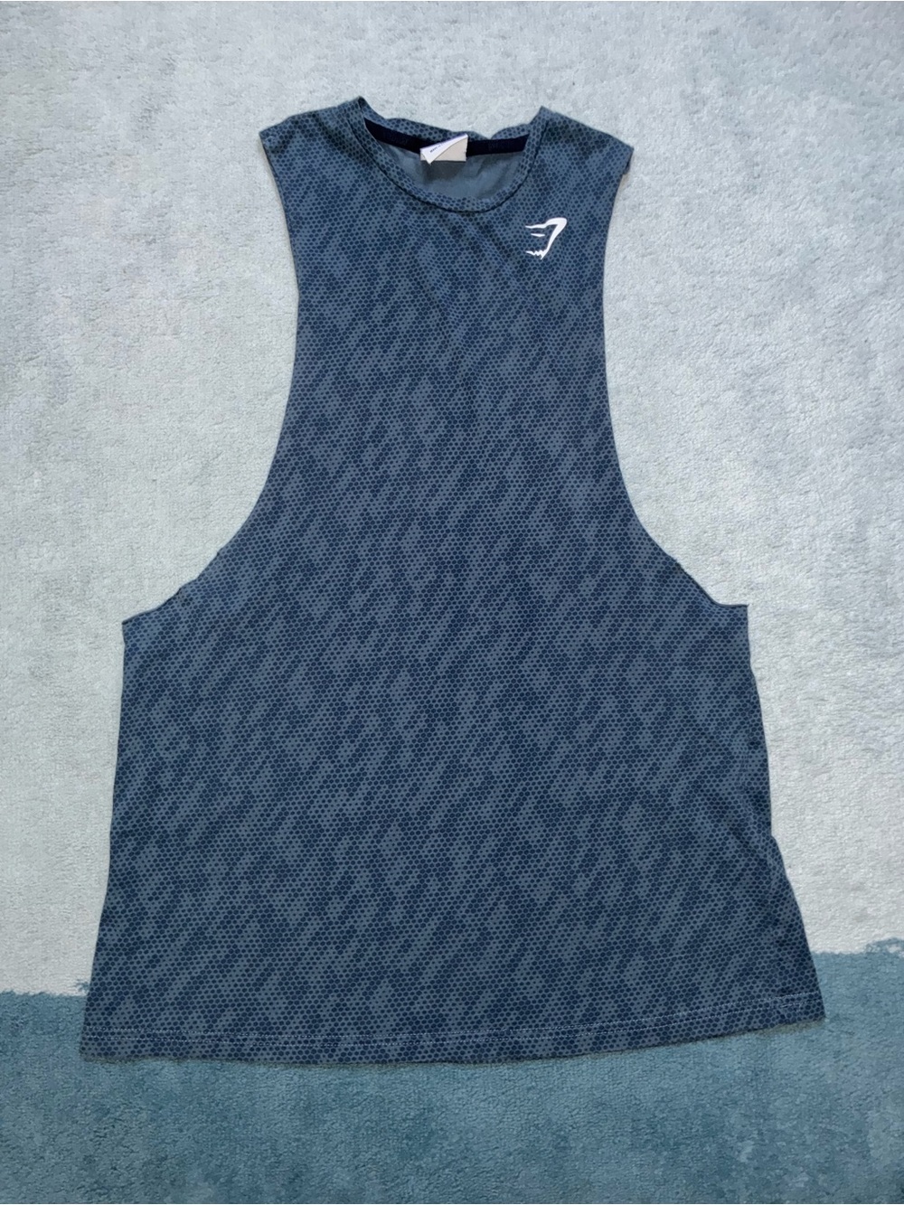 Gymshark Navy Patterned Muscle Tank - Men's Sleeveless Gym Shirt